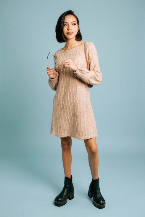 Snow Drop Sweater Dress// Taupe